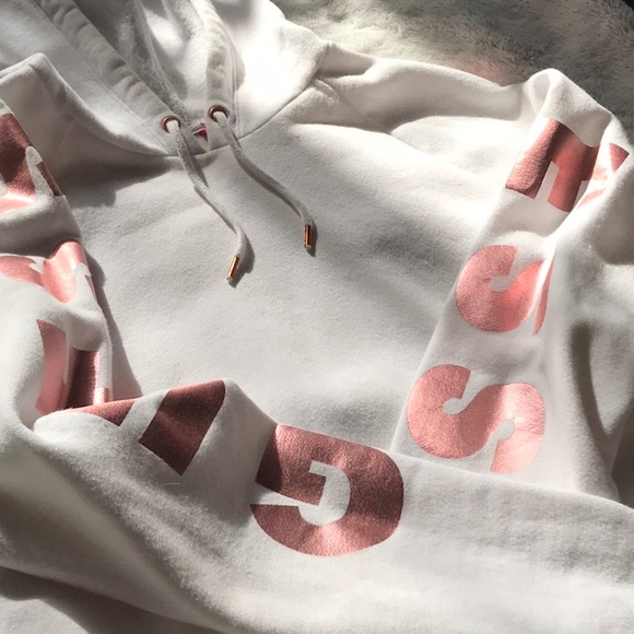 White cropped GUESS hoodie small - Picture 2 of 4